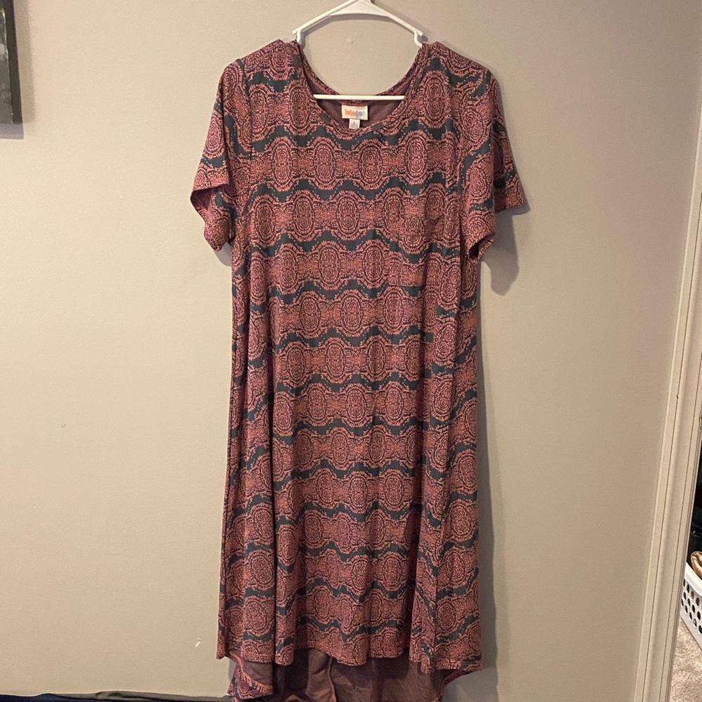 LuLaRoe Pink and Blue High Low Dress